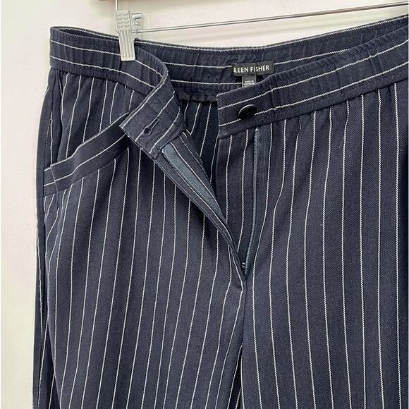 Eileen Fisher Cropped Wide Leg Tencel Pants Elastic Waist Lightweight - Large - Picture 7 of 14